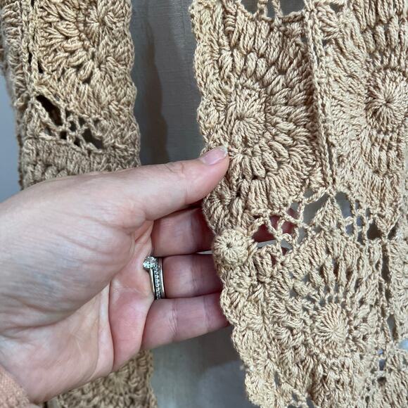 April Cornell Vintage Crochet Vest Beige 100% Cotton Sz Large - Picture 5 of 10